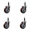 Service Caster 4'' Maroon Poly Wheel Swivel 3/4'' Expanding Stem Caster Set, 4PK SCC-EX20S414-PPUB-MRN-34-4 - alternate 1